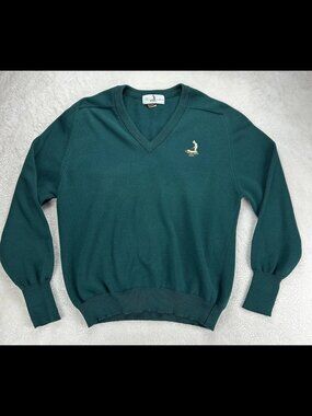 IZOD Club Pinehurst 1895 Men’s Green V Neck 100% Egyptian Cotton Sweater XL